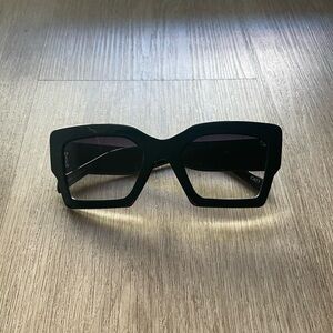 otra pipa black shiny smoke oversized thick square cateye sunglasses eyewear NEW